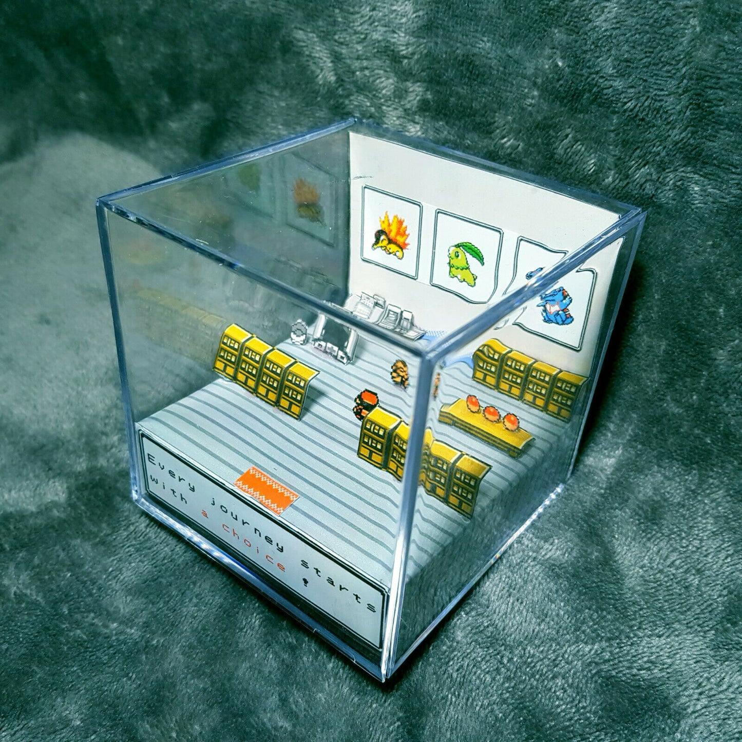 Pokemon Prof. Oak (Eich) Lab 3D Cube Handmade Diorama - Gameboy - Fanart