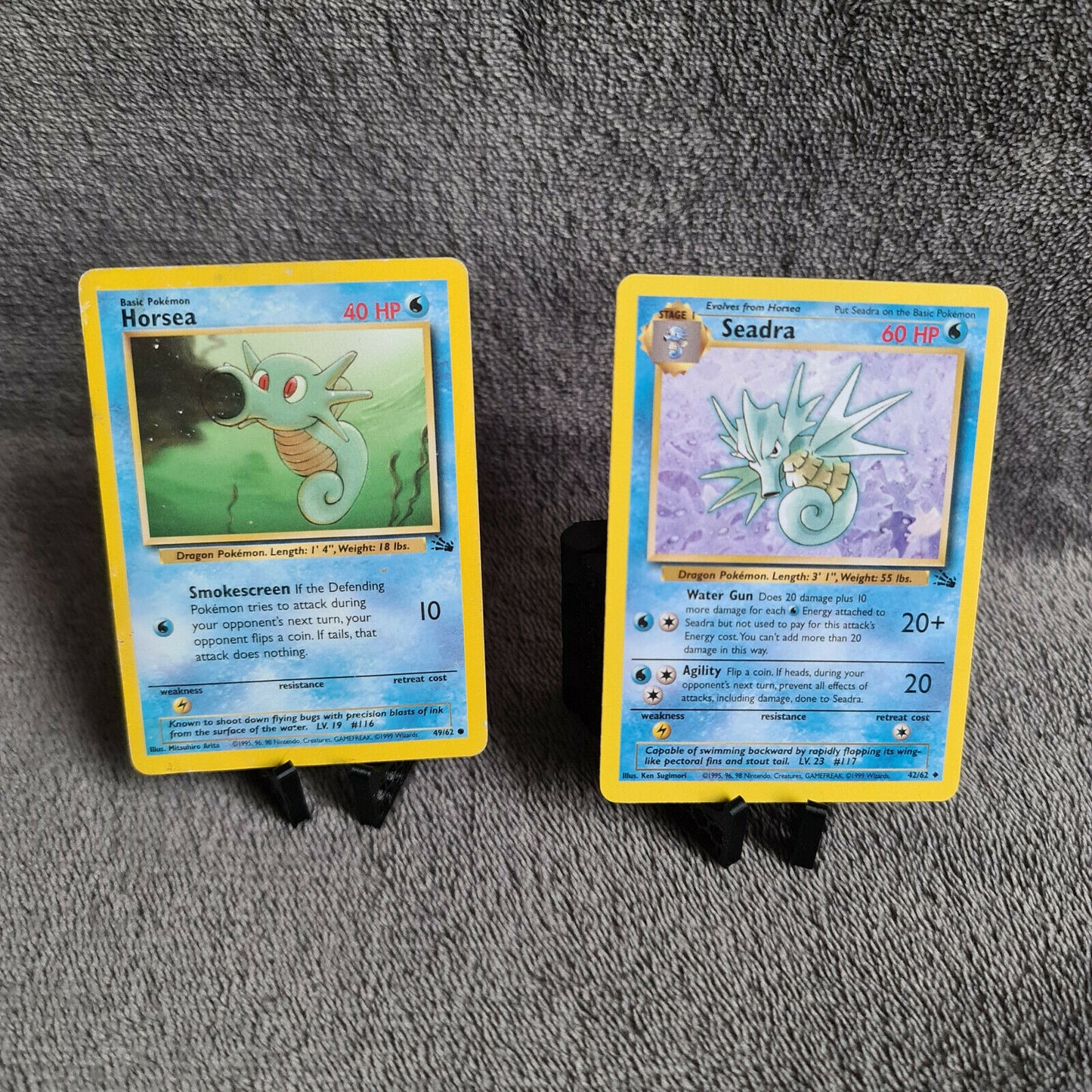 Pokemon Karten | Horsea 49/61 Seeper & Seadra 42/62 Seemon | TCG 1999 | Fossil