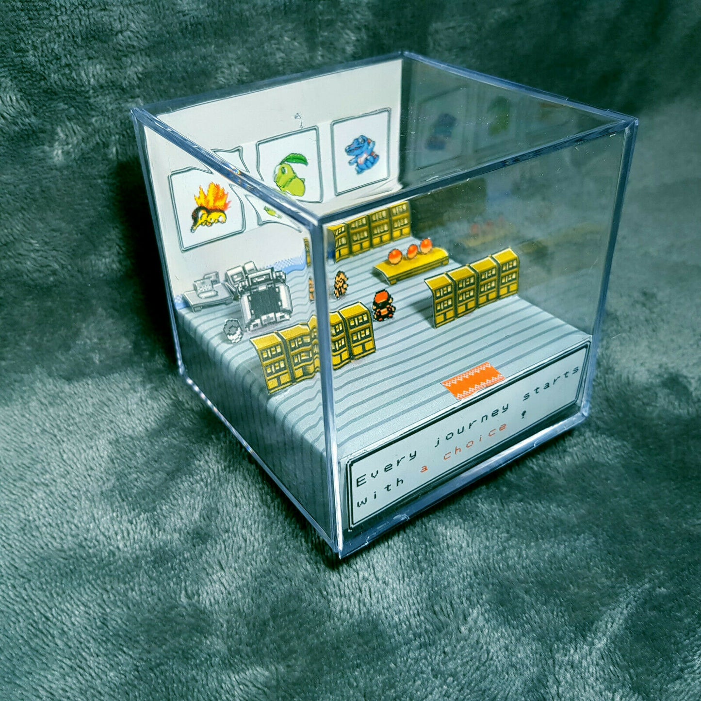 Pokemon Prof. Oak (Eich) Lab 3D Cube Handmade Diorama - Gameboy - Fanart