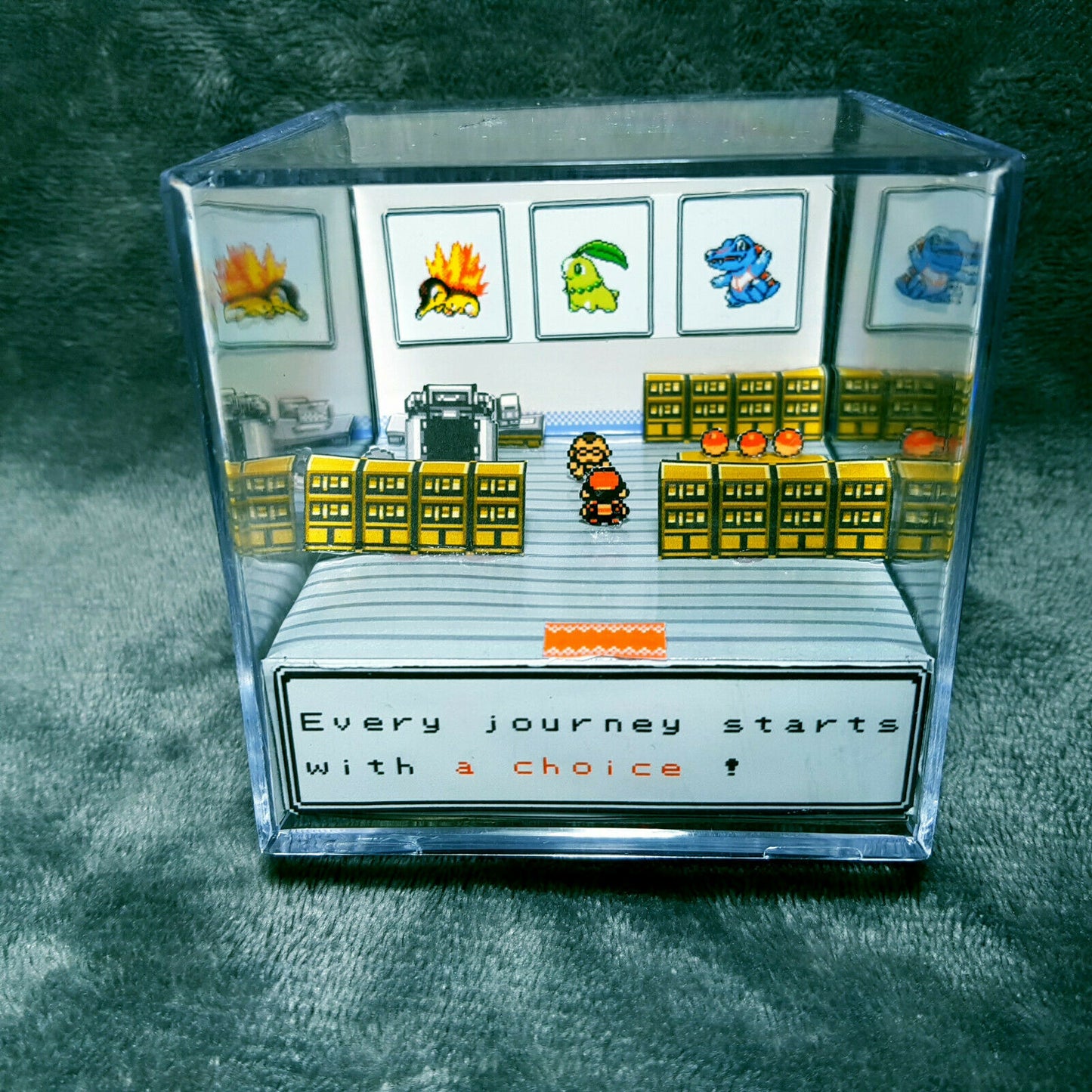 Pokemon Prof. Oak (Eich) Lab 3D Cube Handmade Diorama - Gameboy - Fanart