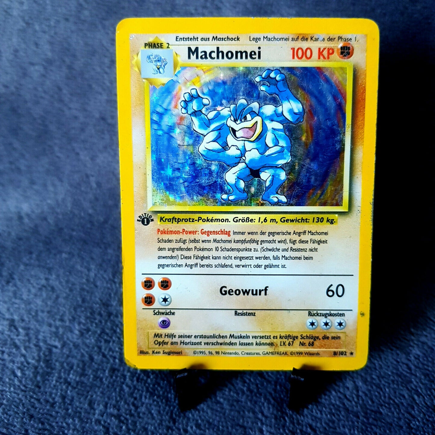 Pokemon - Machomei 8/102 rare holo - 1st Edition Base Set 1999 - GOOD condition