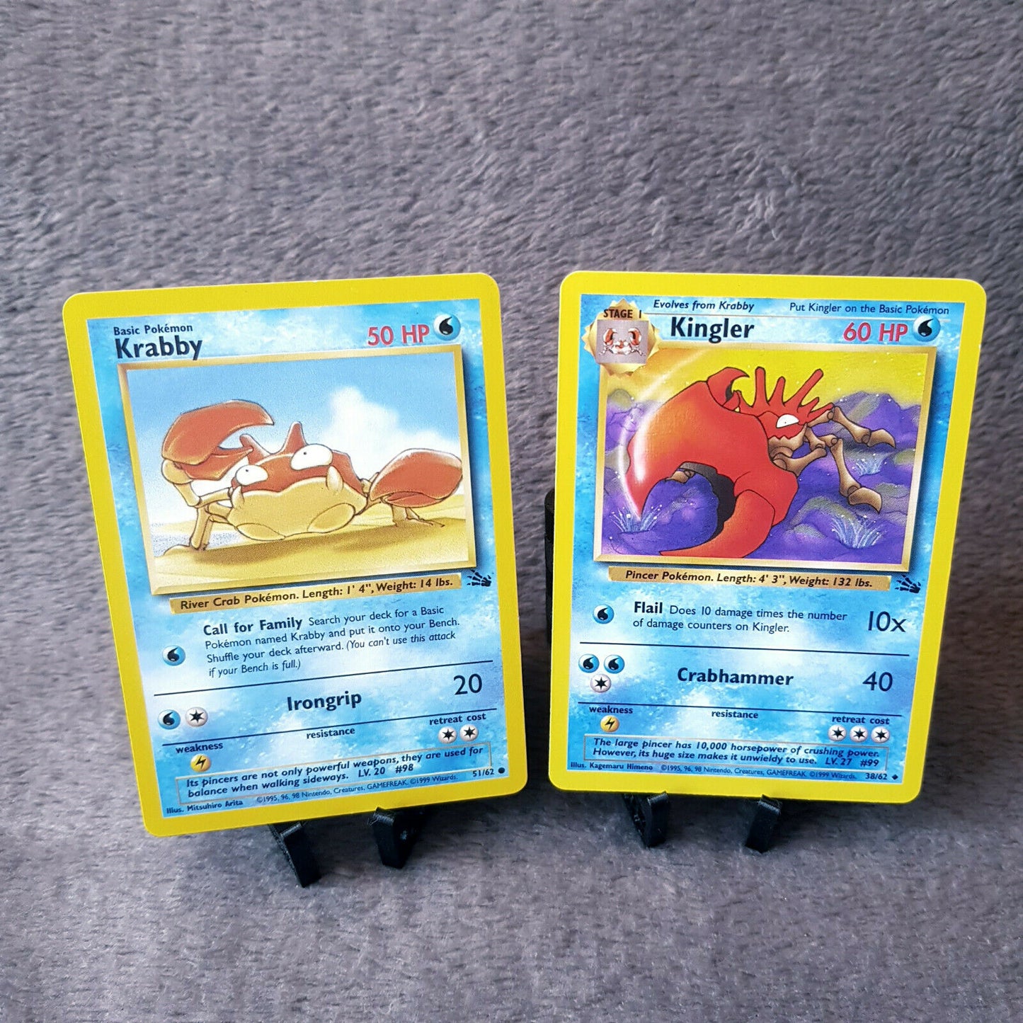 Pokemon Full Set - Krabby 51/62 & Kingler 38/62 - Fossil Set 2000 - NEAR MINT