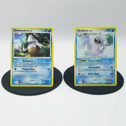 Pokemon Karte Shnebedeck 74/100 Rexblisar 12/100 Diamant Perl Sturmtief 2009