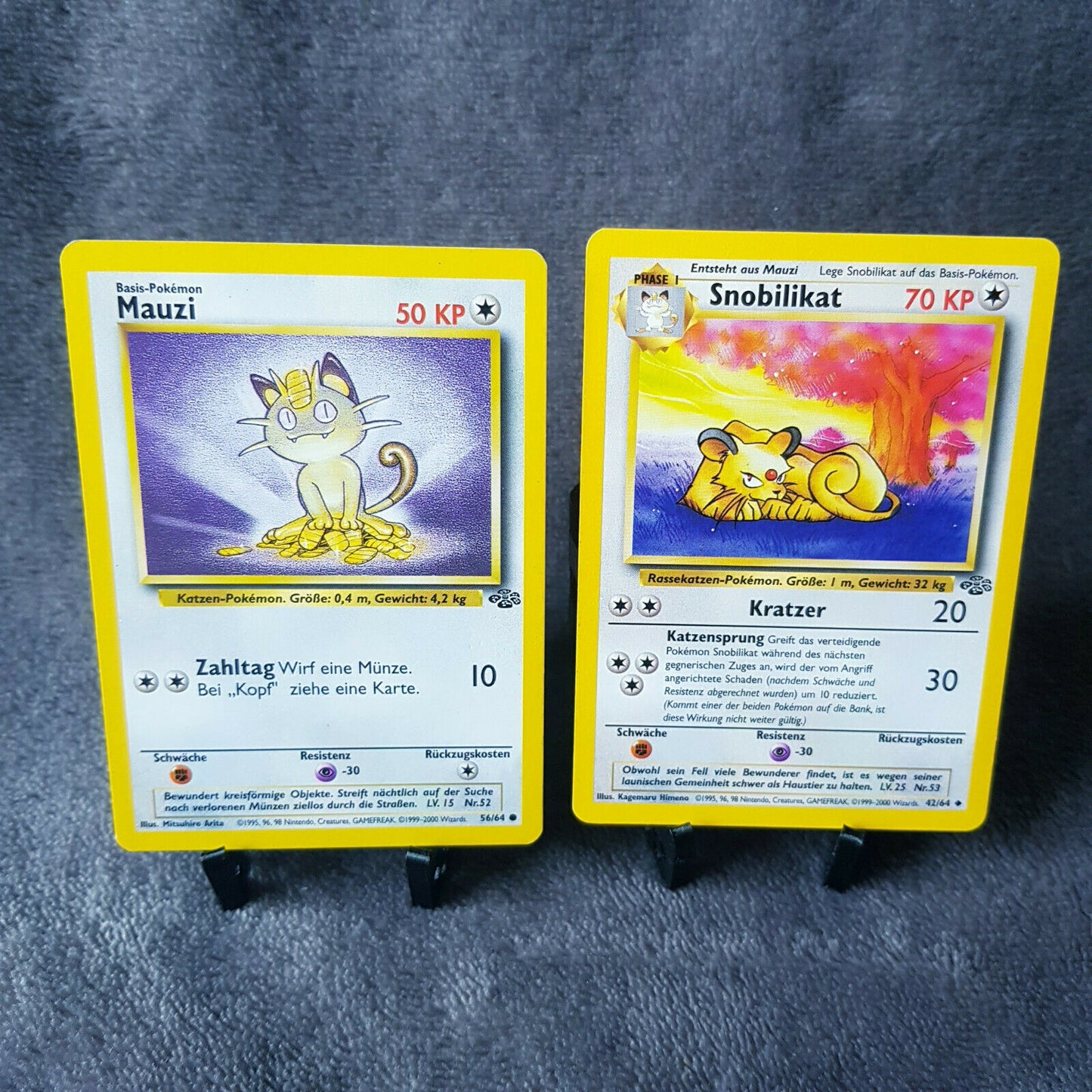 Pokemon Full Set - Mauzi 56/64 & Snobilikat 42/64 - Dschungel Set (2000) - NM