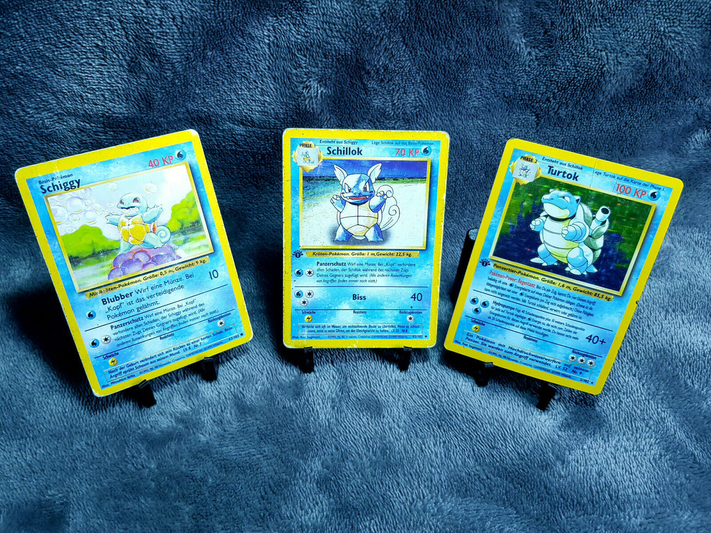 Pokemon Karten Full Set | Schiggy 62/102 Schillok 42/102 Turtok 2/102 1. Edition