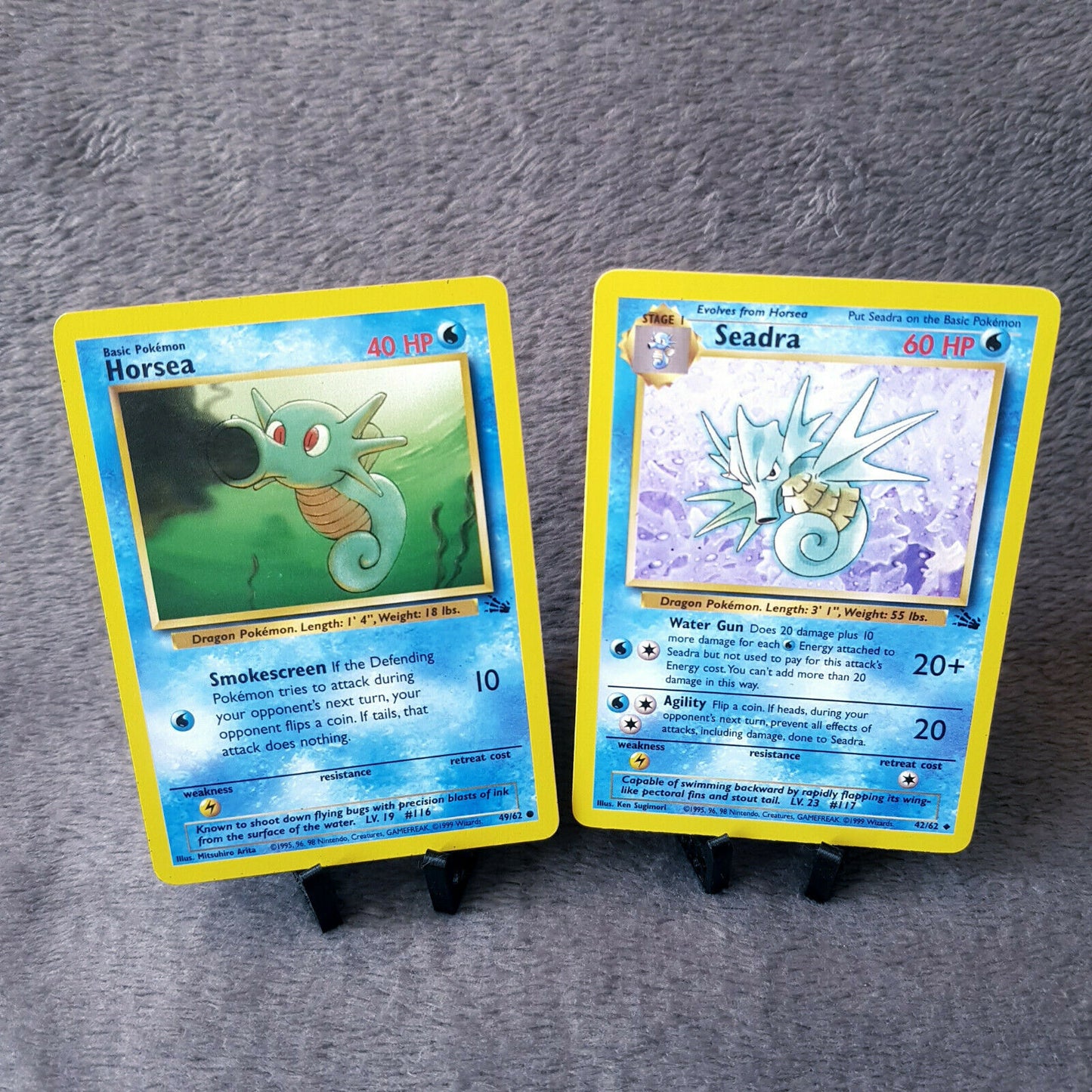 Pokemon Full Set - Horsea 49/62 & Seadra 42/62 - Fossil Set 2000 - NEAR MINT