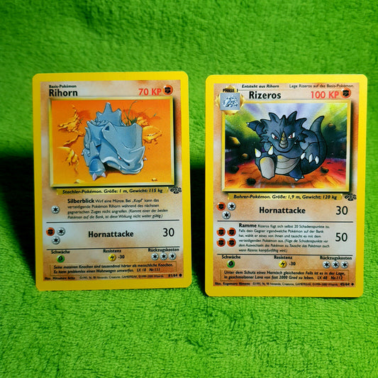 Pokemon Full Set - Rihorn 61/64 & Rizeros 45/64 - Dschungel Set (2000) - MINT
