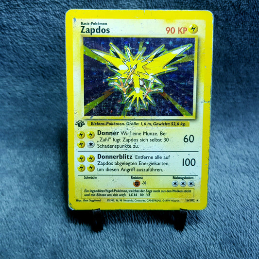 Pokemon Karte | Zapdos 16/102 | 1. Edition | Basis Set | deutsch
