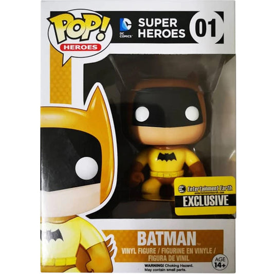 FUNKO POP Super Heroes #01 Batman Yellow Entertainment Earth Exclusive Vinyl Figur NEU sealed
