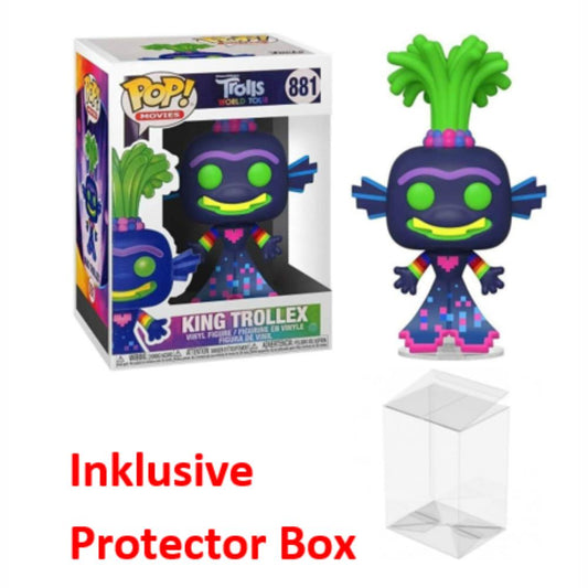 FUNKO POP Dreamworks Trolls #881 King Trollex Vinyl Figur sealed + Protector Box